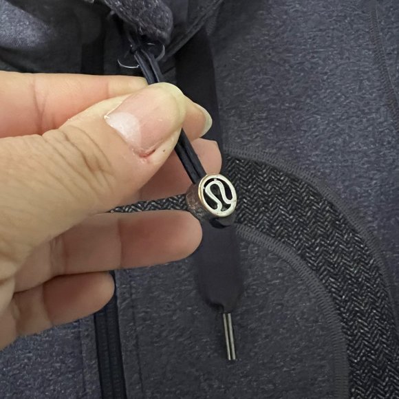 Lululemon Brushed Stride Jacket Black Swan Herringbone Full Zip Hooded Jacket 6 - Picture 7 of 7